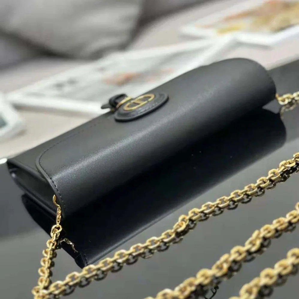 Dior Bobby East-west Pouch with Chain Black Smooth Calfskin for Women