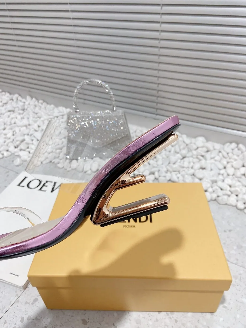 Fendi First Pink Transparent Medium in Heeled Sandals