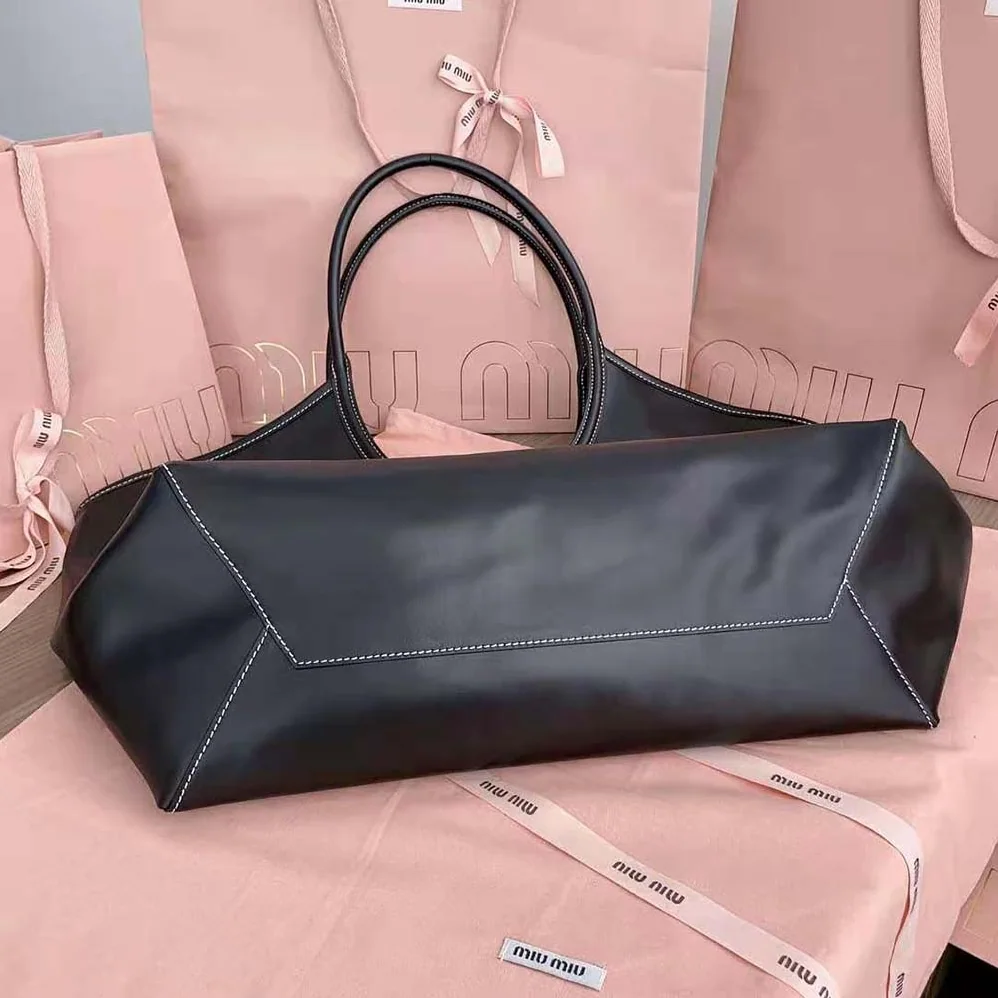 Miu Miu IVY Leather Bag with Leather Lettering Logo for Women in Black