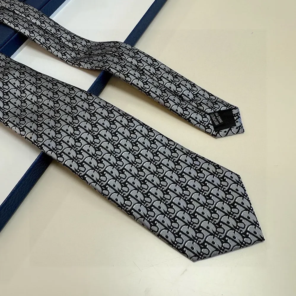 Dior Oblique Tie Gray Silk for Men