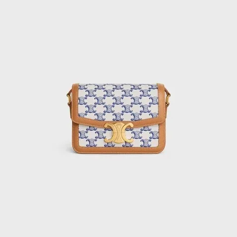 Teen Triomphe Bag In Triomphe Canvas And Calfskin Blue .07BL Teen Triomphe Bag In Triomphe Canvas And Calfskin Blue .07BL