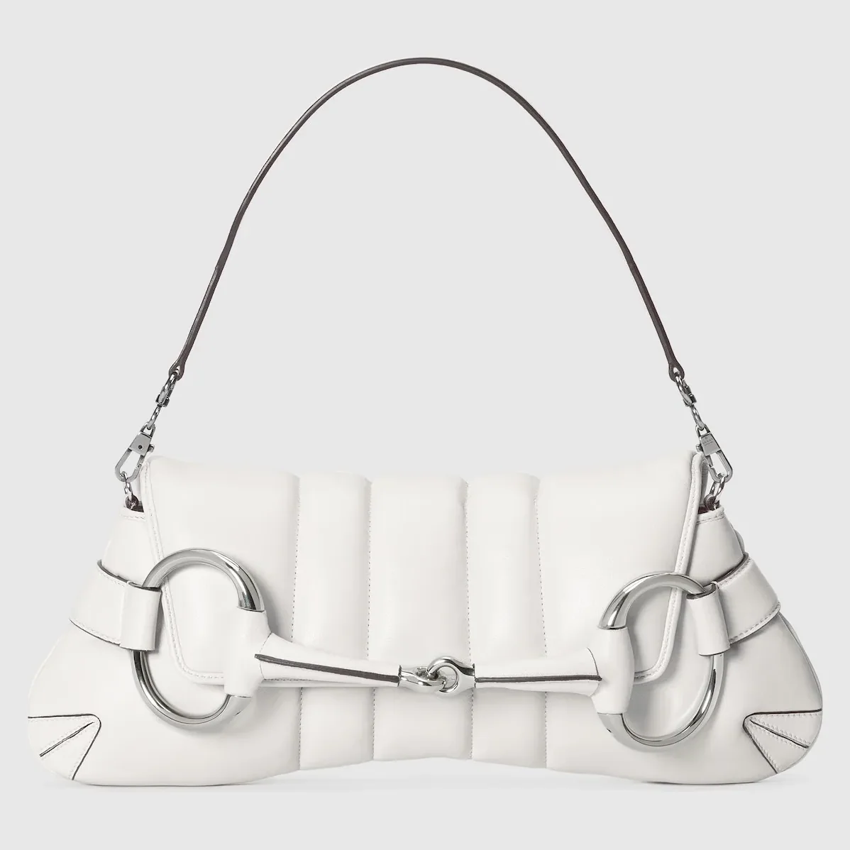 Gucci Horsebit Chain Medium Shoulder Bag White 15 Inches/