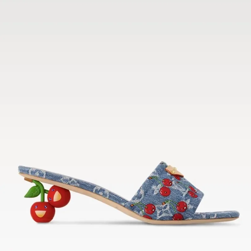 Louis Vuitton LV x TM Lily Mule Cherry Denim 1AHLTF Louis Vuitton LV x TM Lily Mule Cherry Denim 1AHLTF