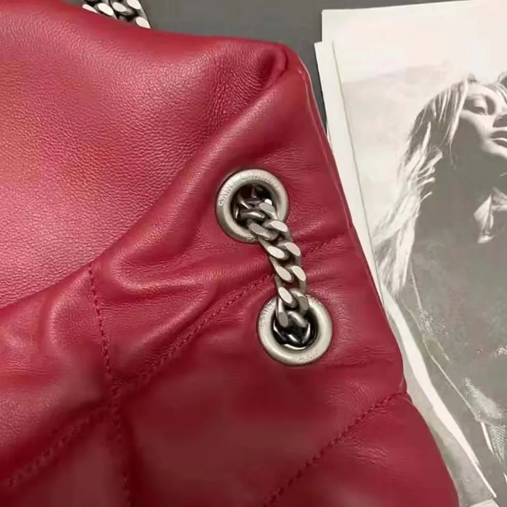 Saint Laurent YSL Puffer Small Bag in Quilted Lambskin for Women in Red Saint Laurent YSL Puffer Small Bag in Quilted Lambskin for Women in Red