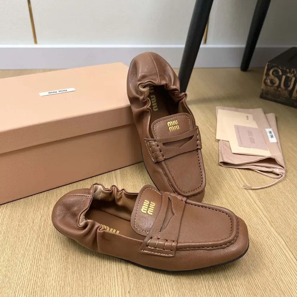 Miu Miu Nappa Leather Loafers for Women in Chocalate Miu Miu Nappa Leather Loafers for Women in Chocalate