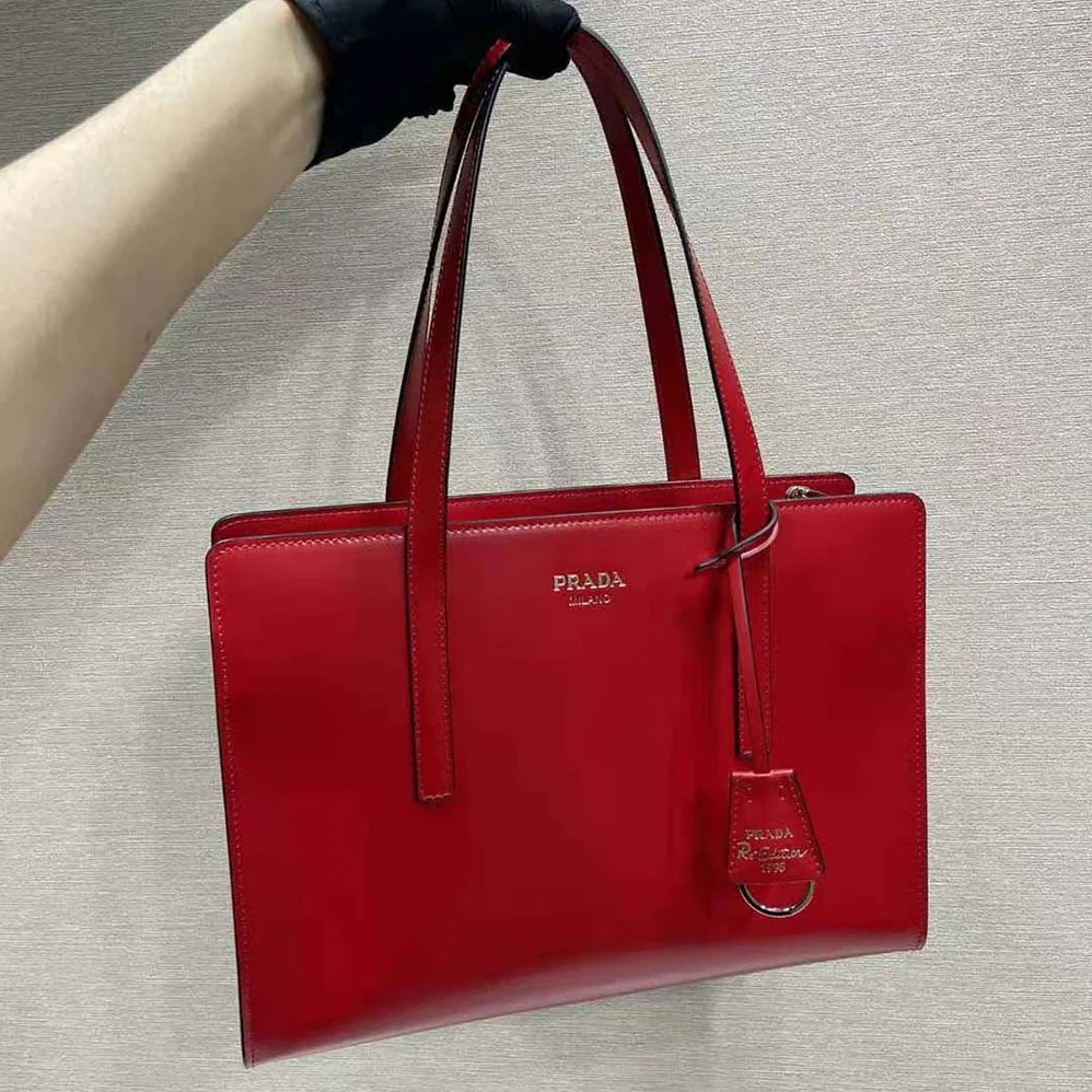 Prada Re-Edition 1995 Brushed-Leather Medium Handbag for Women in Red Prada Re-Edition 1995 Brushed-Leather Medium Handbag for Women in Red