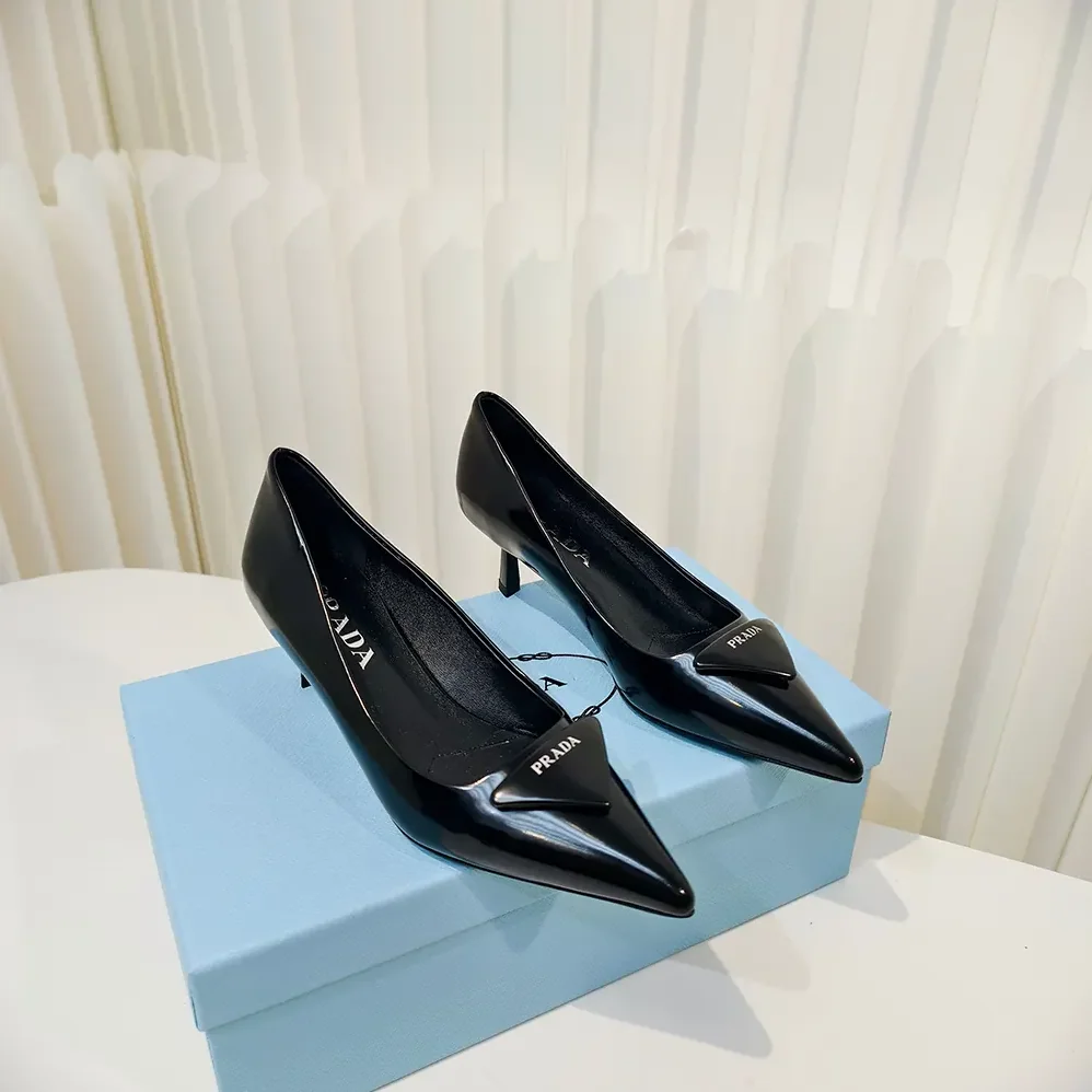 Prada Brushed Leather Pumps for Women in Black