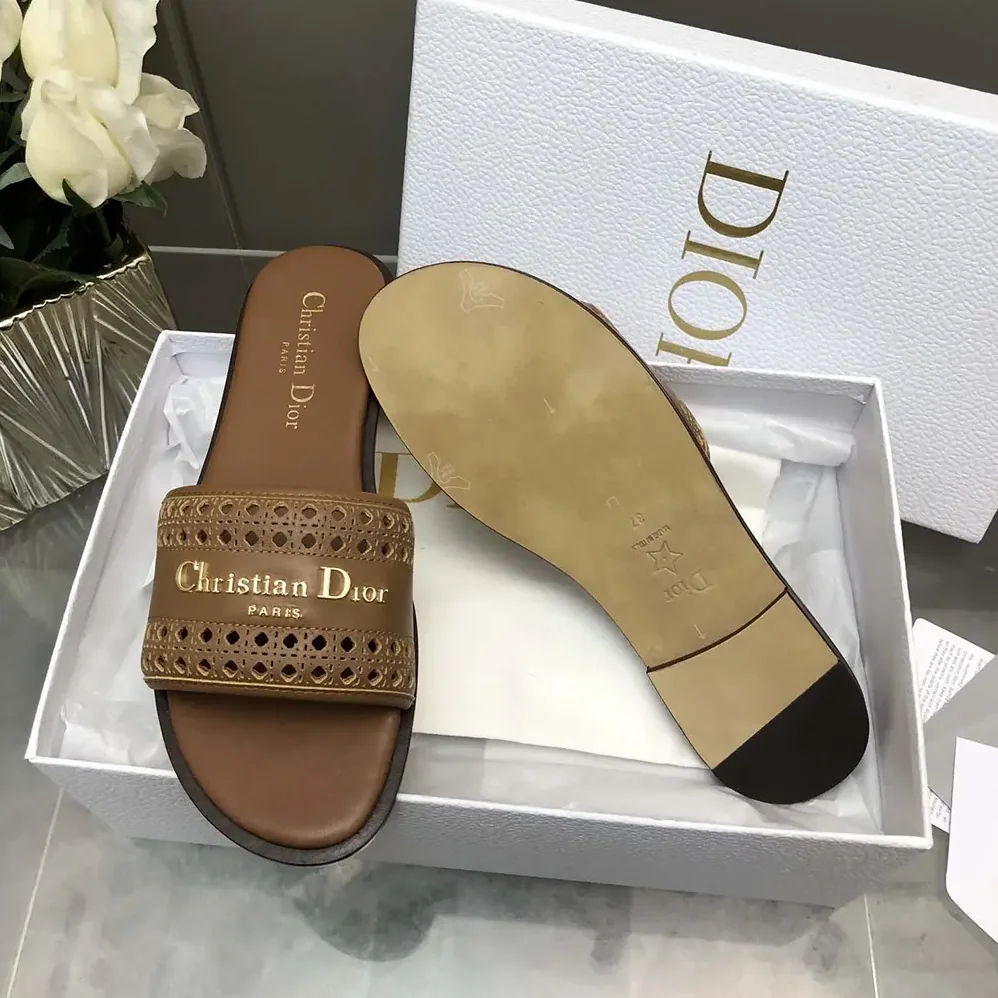 Dior Camel Calfskin with Openwork Microcannage Motif for Women Dior Camel Calfskin with Openwork Microcannage Motif for Women