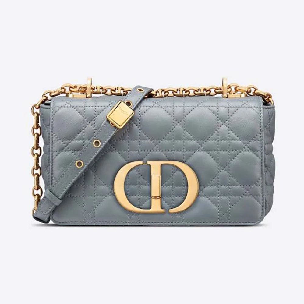Dior Small Dior Caro Bag Cloud Blue Supple Cannage Calfskin for Women