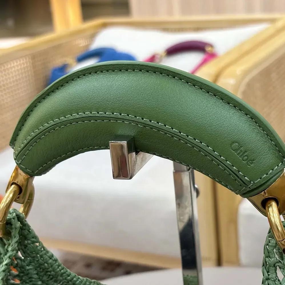 Chloe Summer Banana Hobo Bag In Raffia for Women in Green