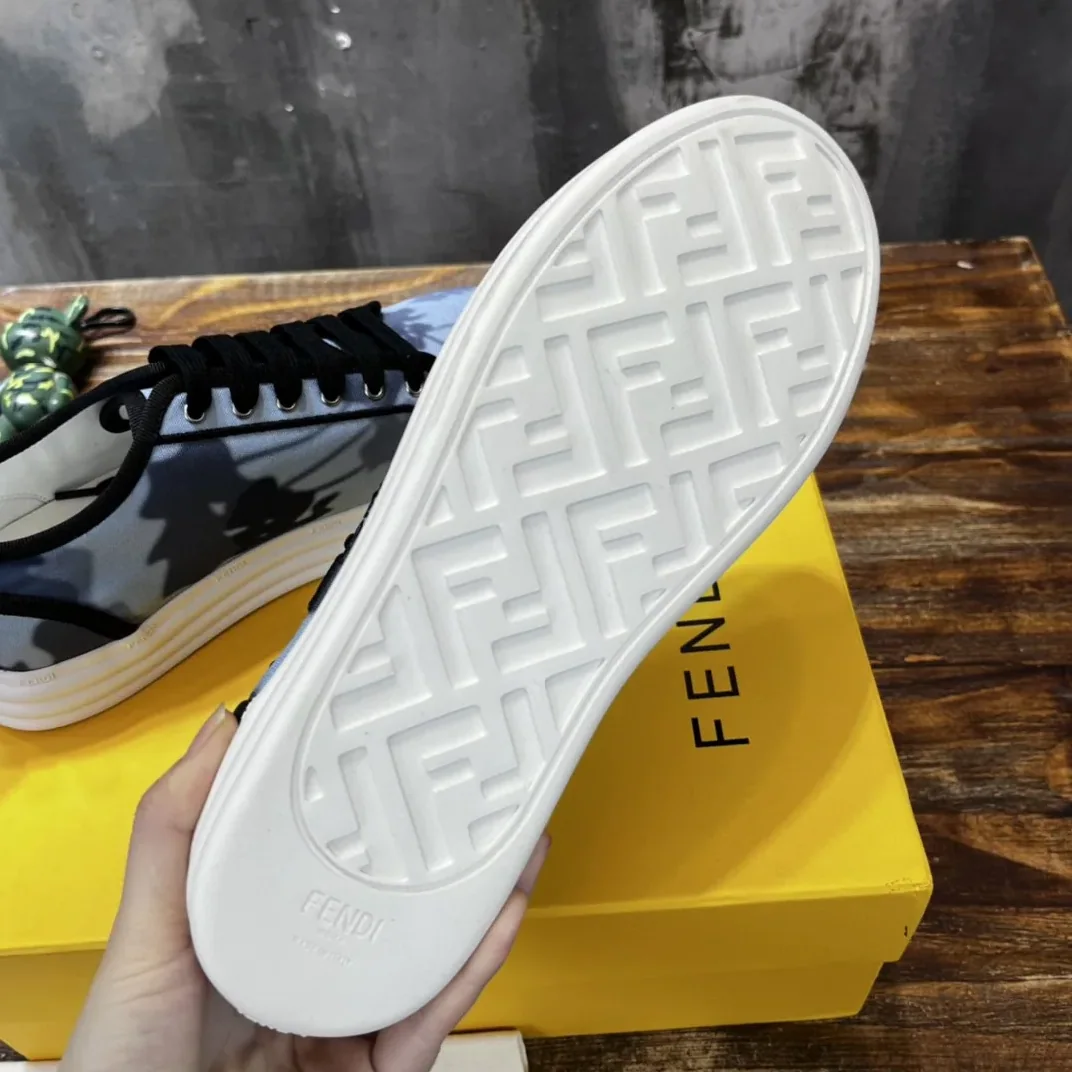 Fendi Domino Fabric Sneakers Blue Fendi Domino Fabric Sneakers Blue