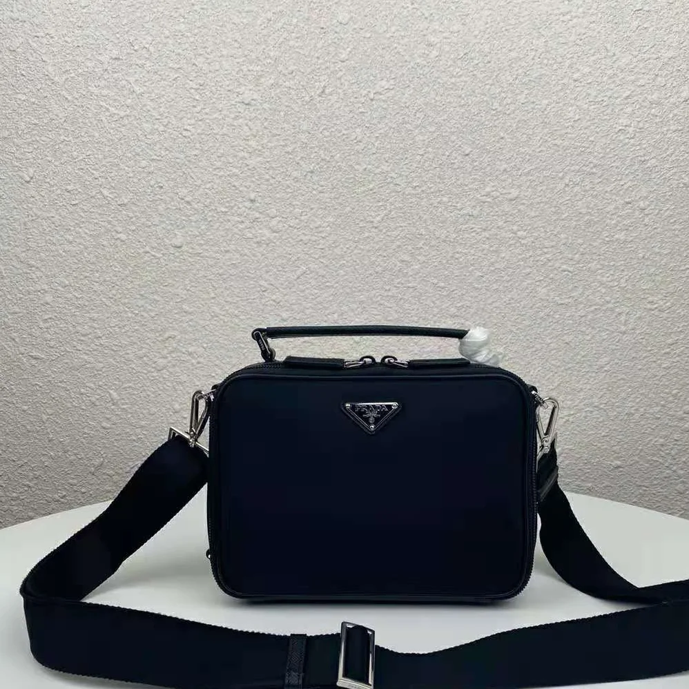 Prada Brique Saffiano Leather Cross-Body Bag for Men in Black