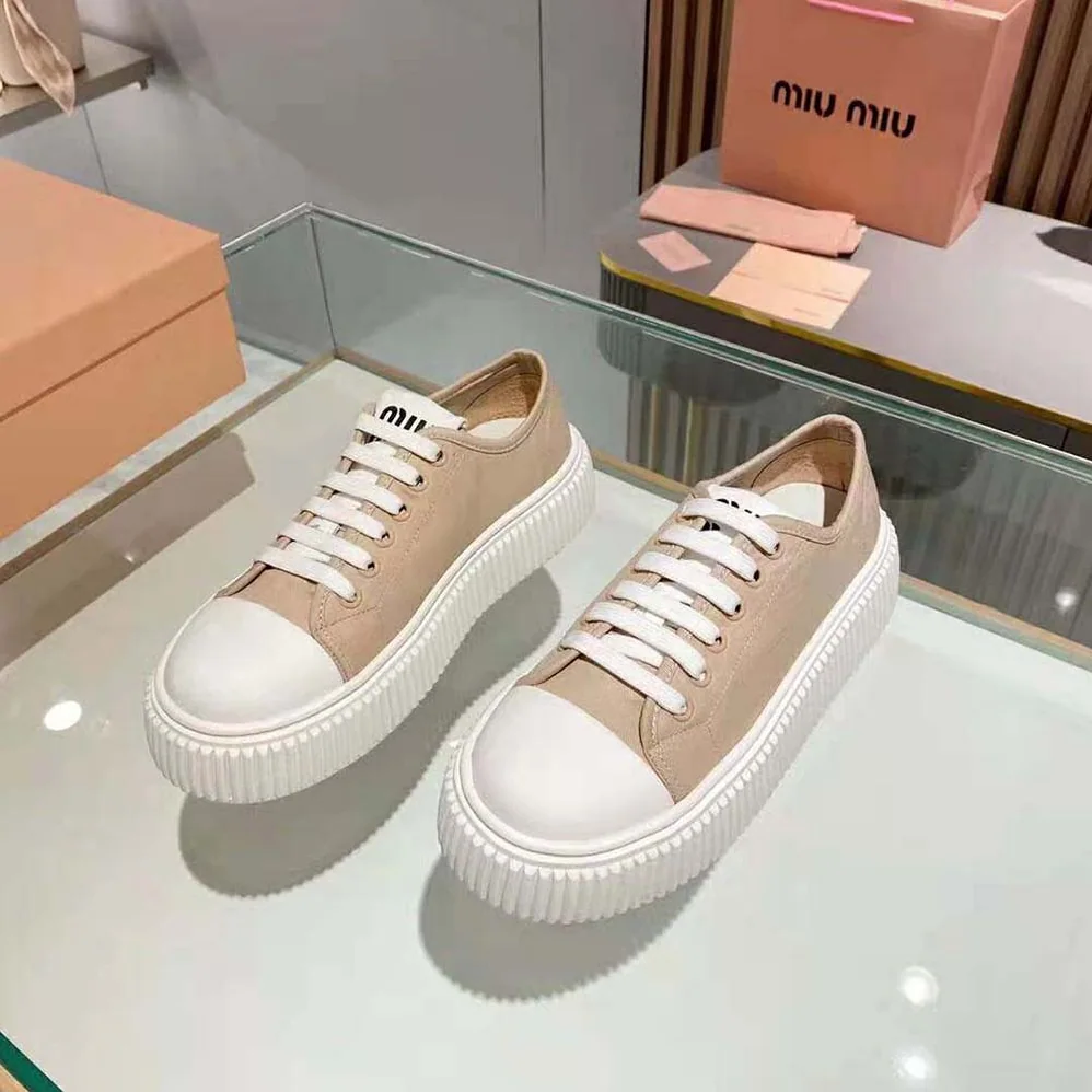 Miu Miu Denim Sneakers EVA Sole with Logo for Women in Pink Miu Miu Denim Sneakers EVA Sole with Logo for Women in Pink