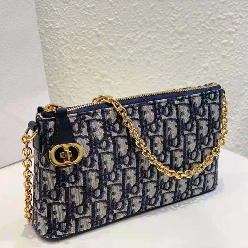 Dior 30 Montaigne Dior Midi Mini Bag Blue Dior Oblique Jacquard for Women