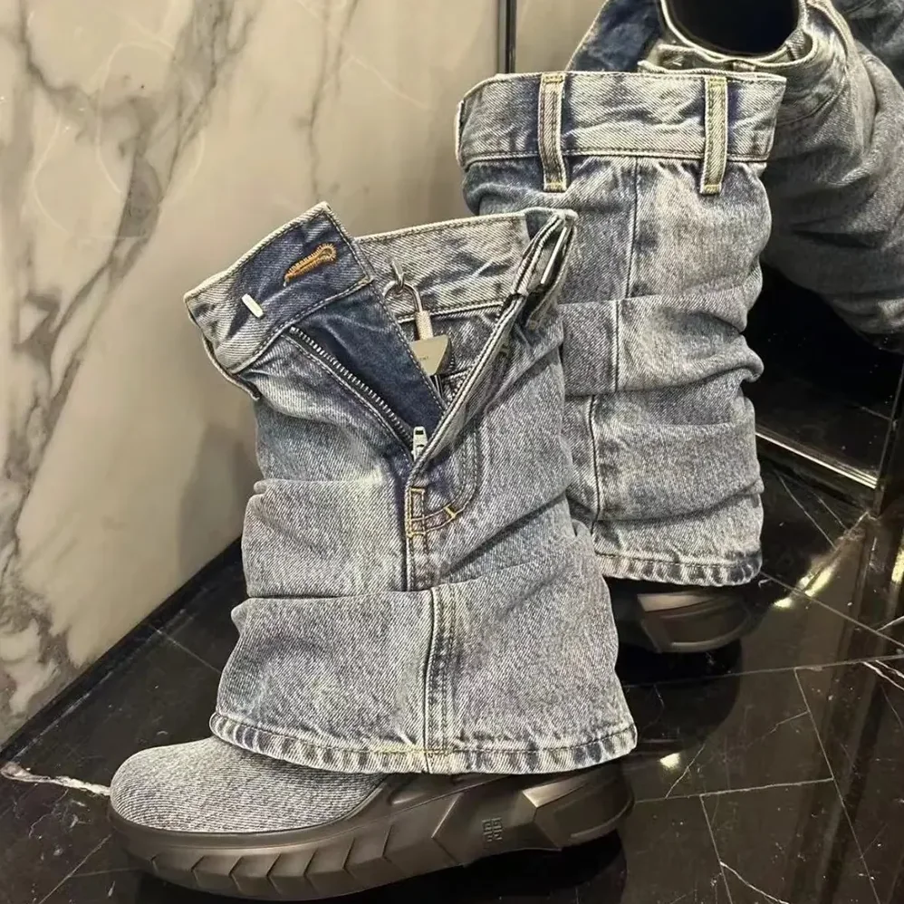 Givenchy Shark Lock Biker Ankle Boots in Jeans for Women