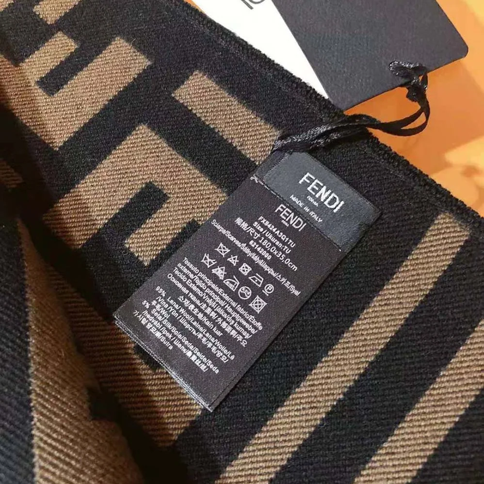 Fendi Black Wool and Silk Scarf for Women Fendi Black Wool and Silk Scarf for Women