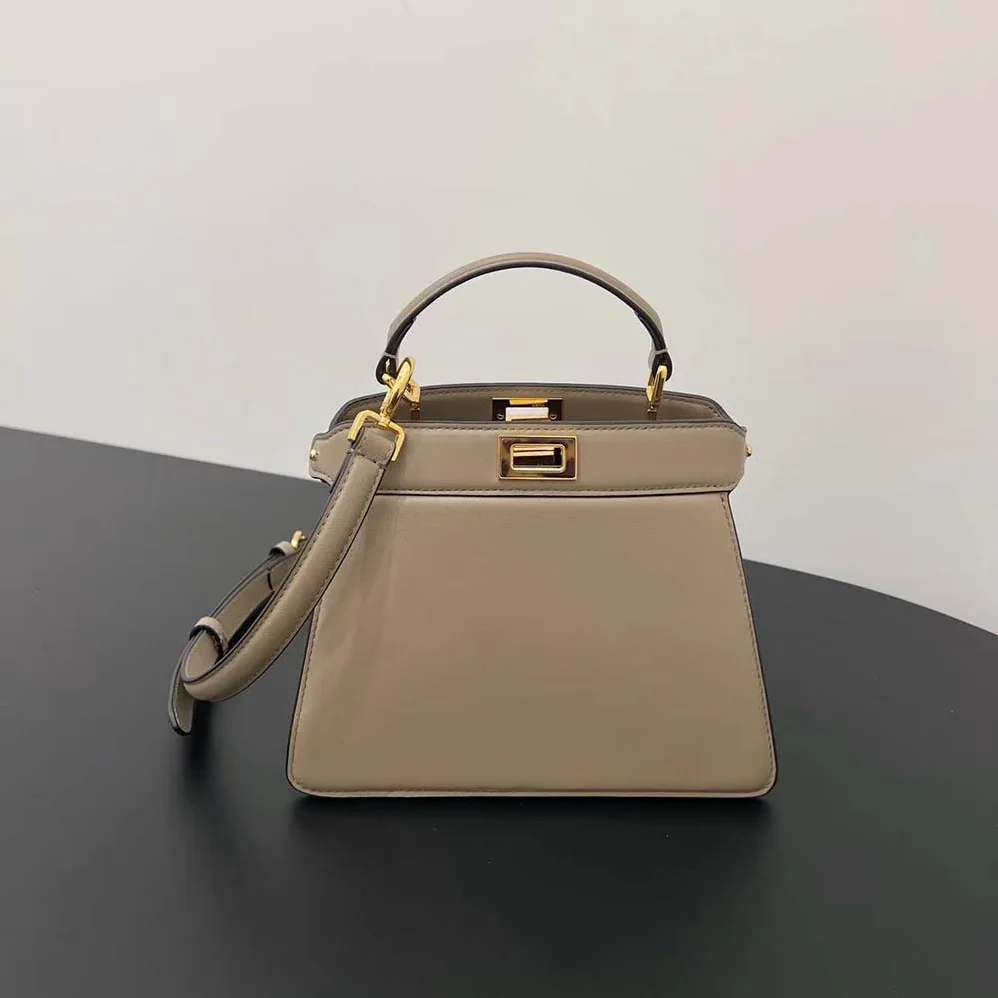 Fendi Peekaboo ISeeU Petite Light Gray Padded Nappa Leather Bag for Women