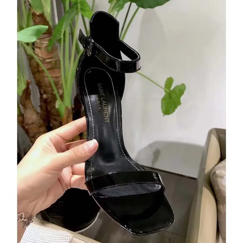 Saint Laurent YSL Opyum 110 Sandals Patent Leather for Women in Black Saint Laurent YSL Opyum 110 Sandals Patent Leather for Women in Black