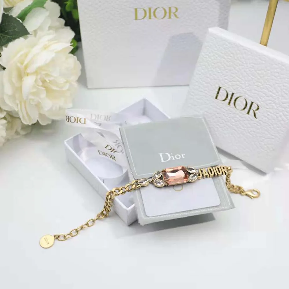 Dior J'Adior Bracelet Antique Gold-Finish Metal and Multicolor Crystals for Women Dior J'Adior Bracelet Antique Gold-Finish Metal and Multicolor Crystals for Women