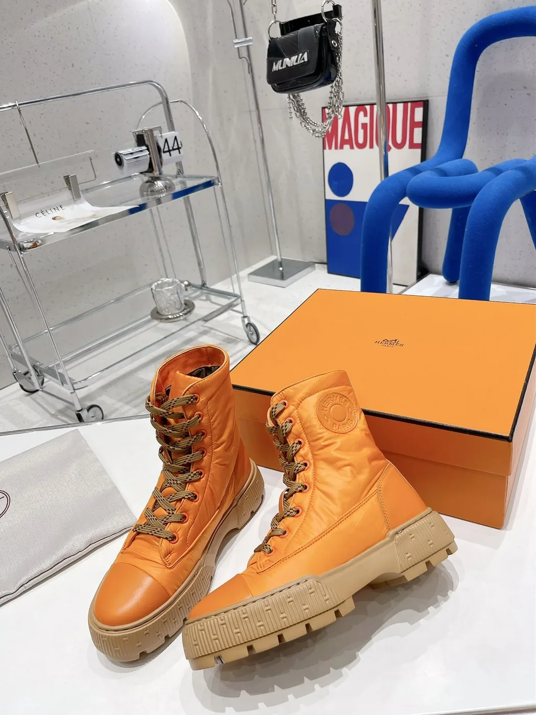 Hermes Fresh Ankle Boots Orange /