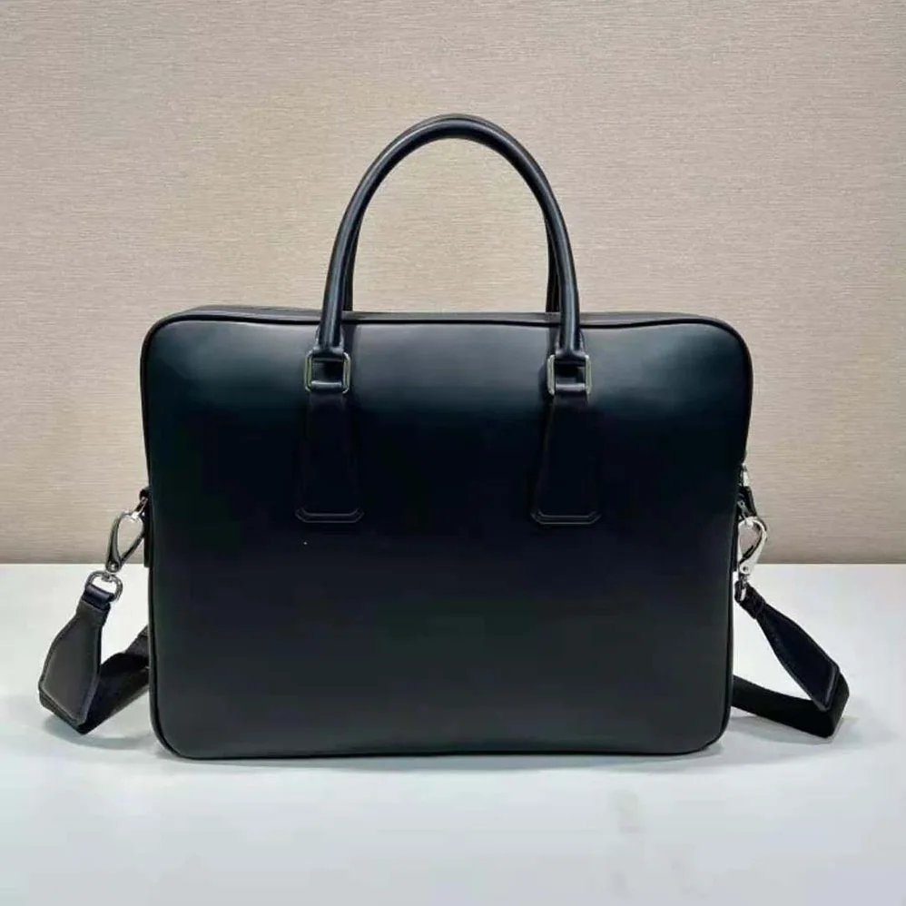 Prada Leather Briefcase with Name Tag for Men