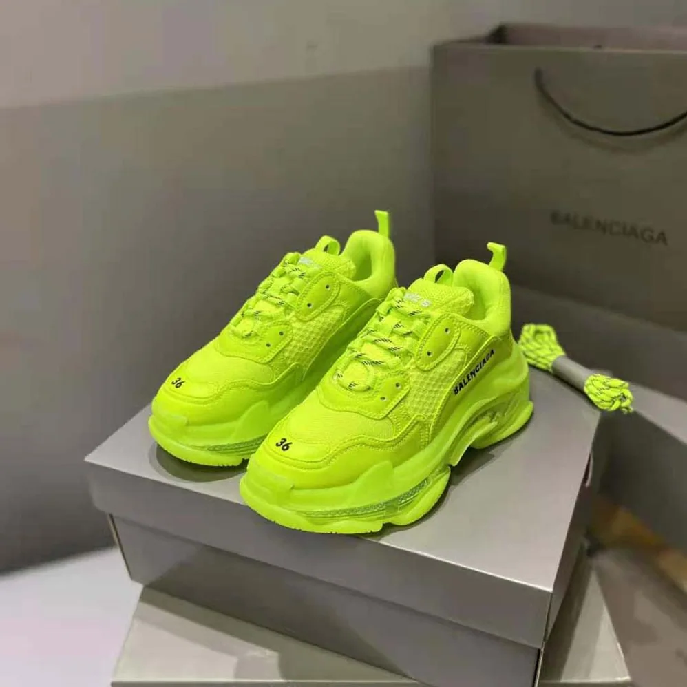 Balenciaga Triple S Clear Sole Sneaker in Neon Yellow Double Foam and Mesh for Women Balenciaga Triple S Clear Sole Sneaker in Neon Yellow Double Foam and Mesh for Women