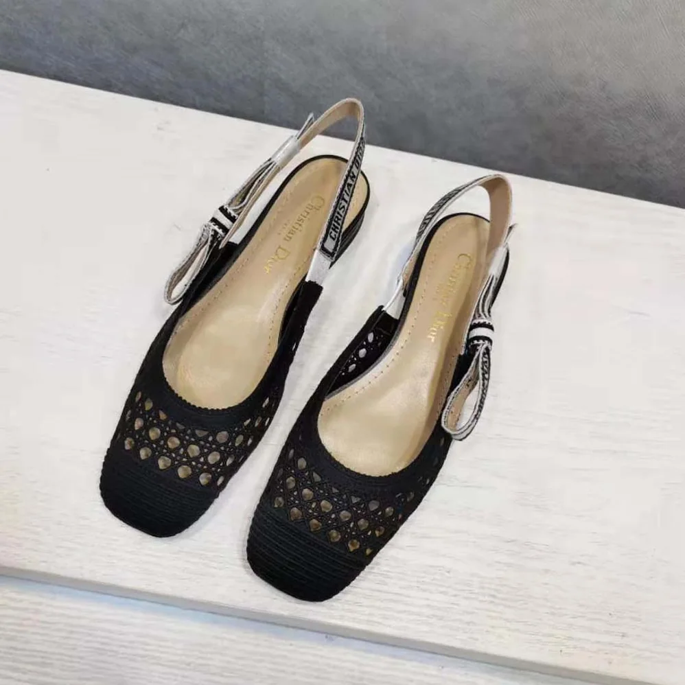 Dior Dior and Moi Slingback Ballerina Flat Black Cannage Embroidered Mesh for Women Dior Dior and Moi Slingback Ballerina Flat Black Cannage Embroidered Mesh for Women