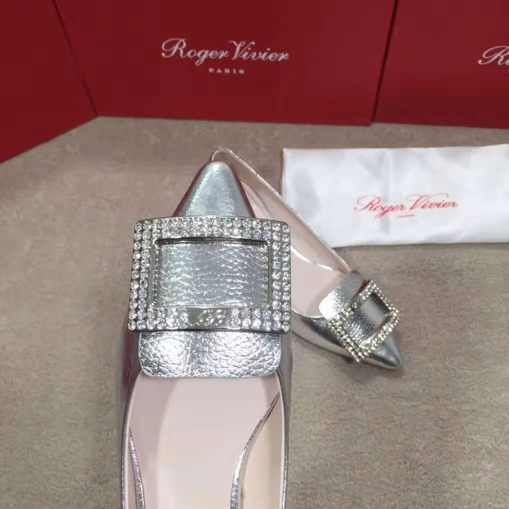 Roger Vivier Gommettine Strass Buckle Ballerinas for Women in Silver Roger Vivier Gommettine Strass Buckle Ballerinas for Women in Silver