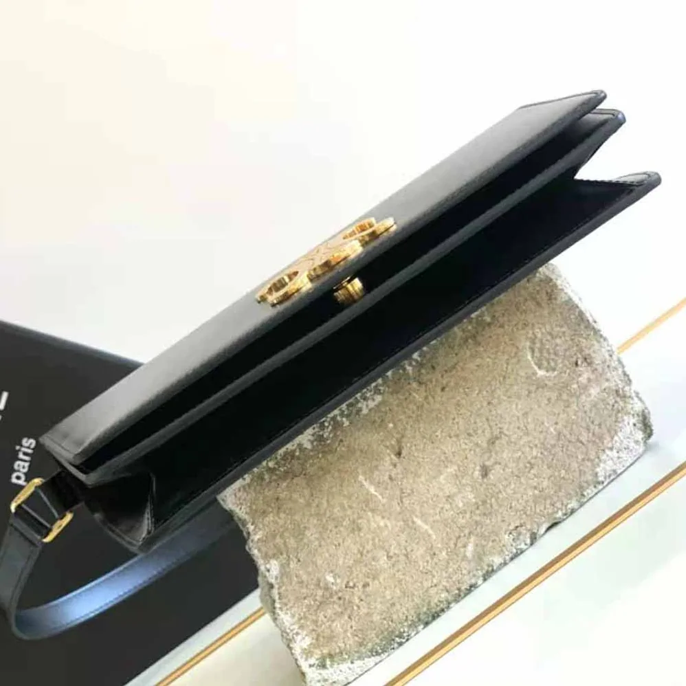 Celine Trapeze Triomphe Bag in Shiny Calfskin for Women in Black Celine Trapeze Triomphe Bag in Shiny Calfskin for Women in Black