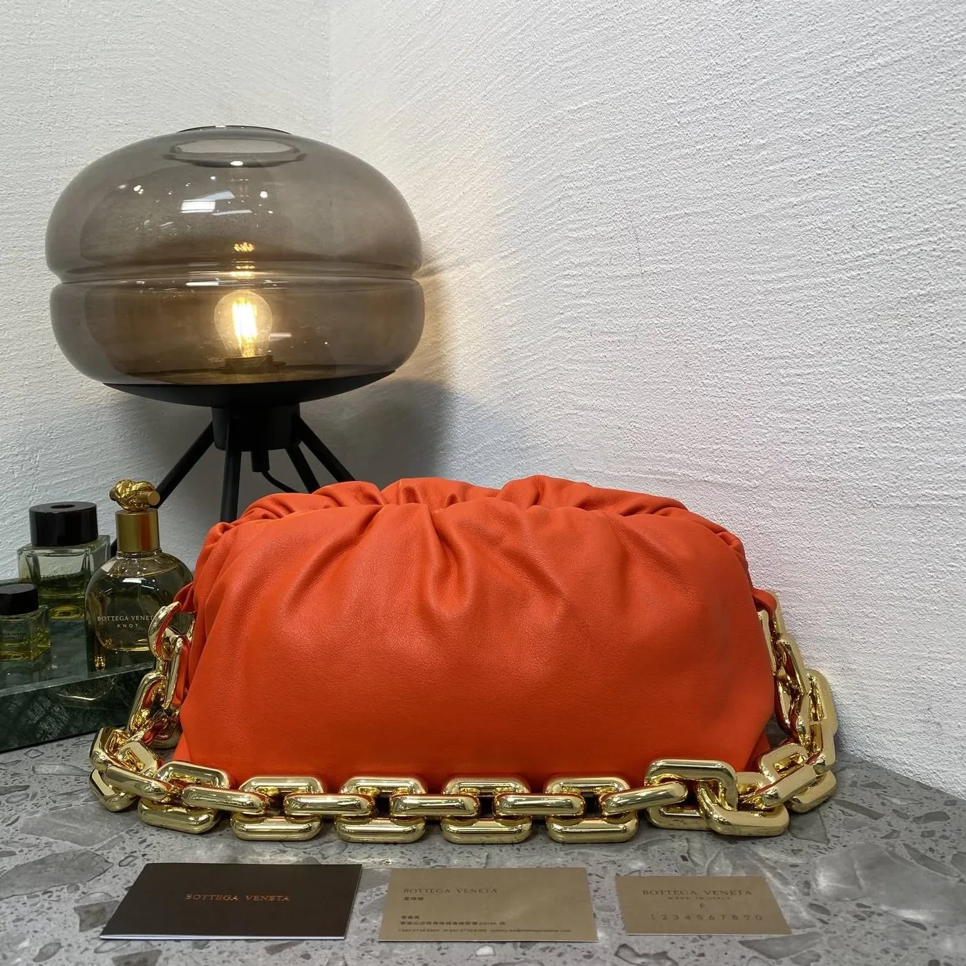 Bottega Veneta Chain Pouch Orange