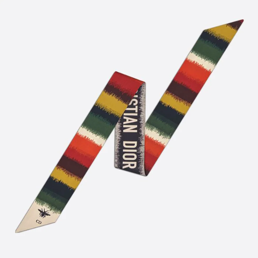 Dior D-Stripes Mitzah Scarf Multicolor Silk Twill for Women Dior D-Stripes Mitzah Scarf Multicolor Silk Twill for Women