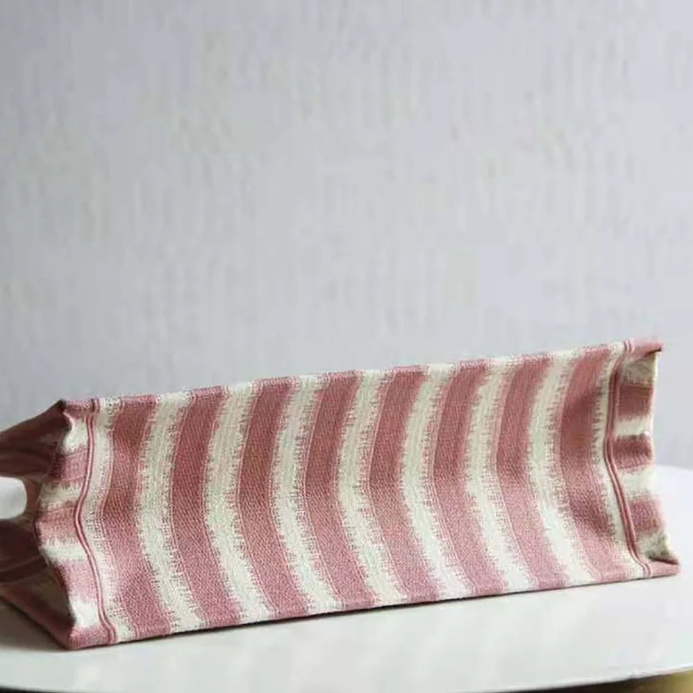 Dior Dior Book Tote Pink D for Women in Stripes Embroidery