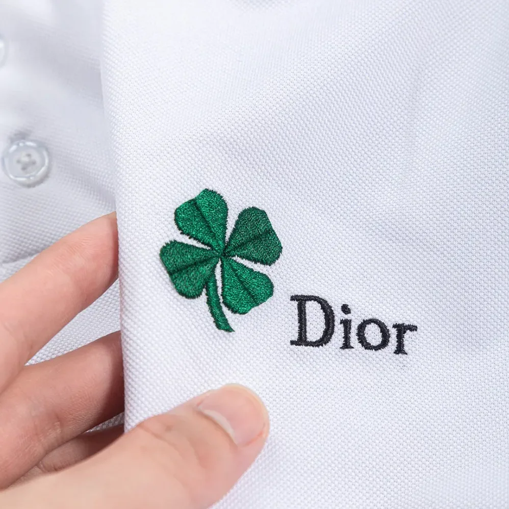 Dior Polo Shirt with Dior Clover Embroidery White Cotton Piqué for Women Dior Polo Shirt with Dior Clover Embroidery White Cotton Piqué for Women