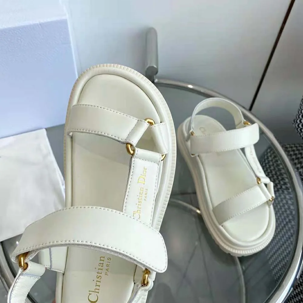 Dior D for Women in Wave Sandal White Lambskin Dior D for Women in Wave Sandal White Lambskin