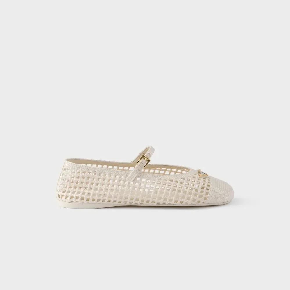 Prada Crochet Ballerinas Ivory 1F364O_2F46_F0304_F_005