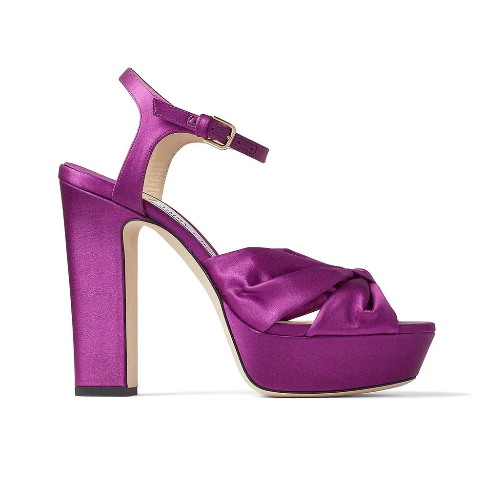 Jimmy Choo Heloise 120 Pink Violet Satin Platform Sandals for Women Jimmy Choo Heloise 120 Pink Violet Satin Platform Sandals for Women