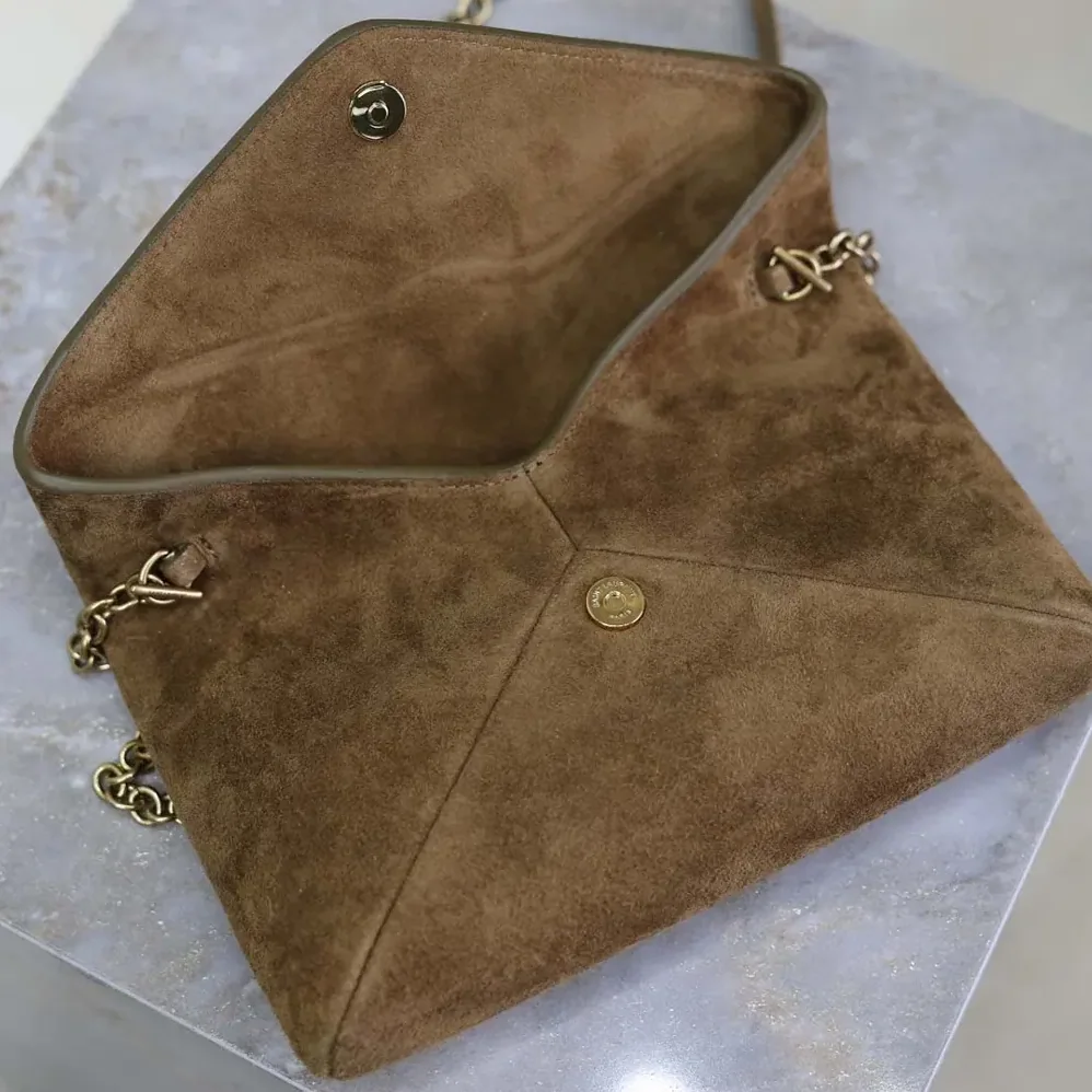 Saint Laurent YSL Cassandre Small Chain Pouch In Suede 19cm for Women Saint Laurent YSL Cassandre Small Chain Pouch In Suede 19cm for Women