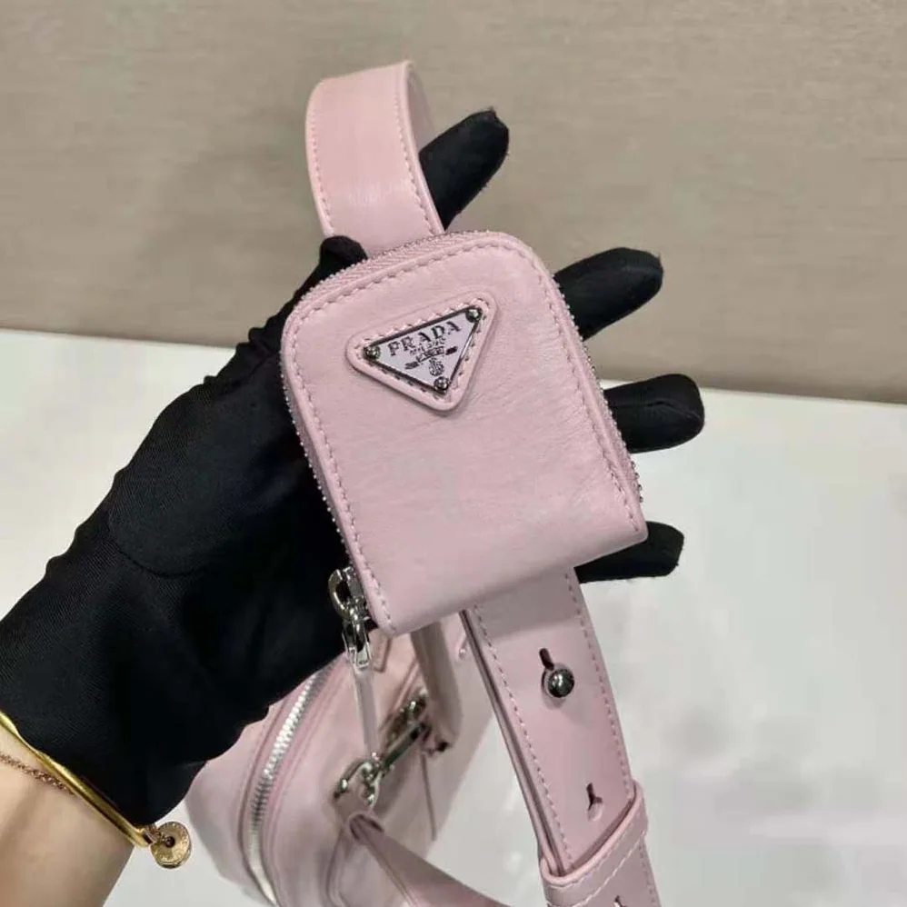 Prada Medium Antique Nappa Leather Top Handle Bag for Women in Pink
