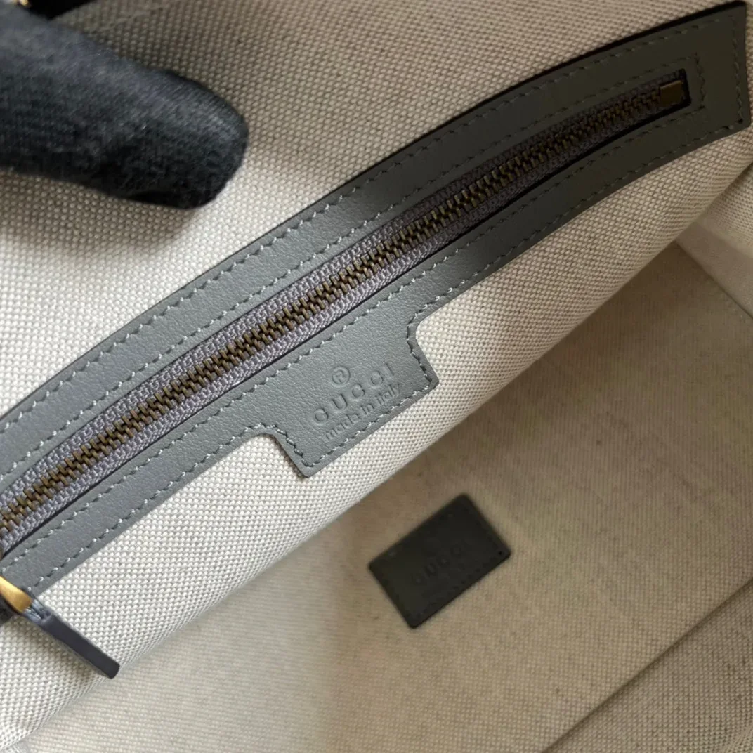 Small Bauletto Top Handle Bag With Double G Brown in Grey / Small Bauletto Top Handle Bag With Double G Brown in Grey /