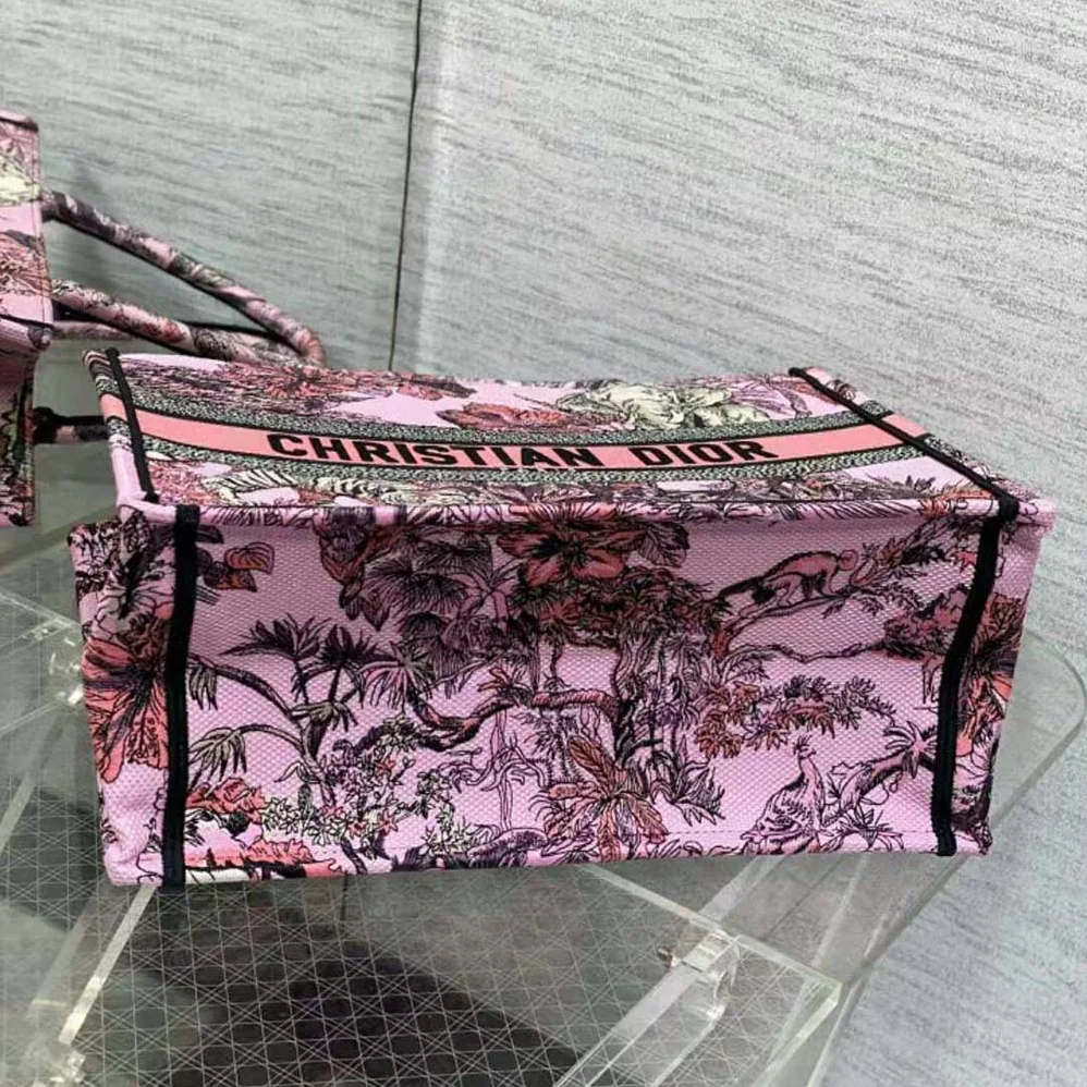 Dior Large Dior Book Tote Pink Multicolor Toile de Jouy Voyage Embroidery for Women