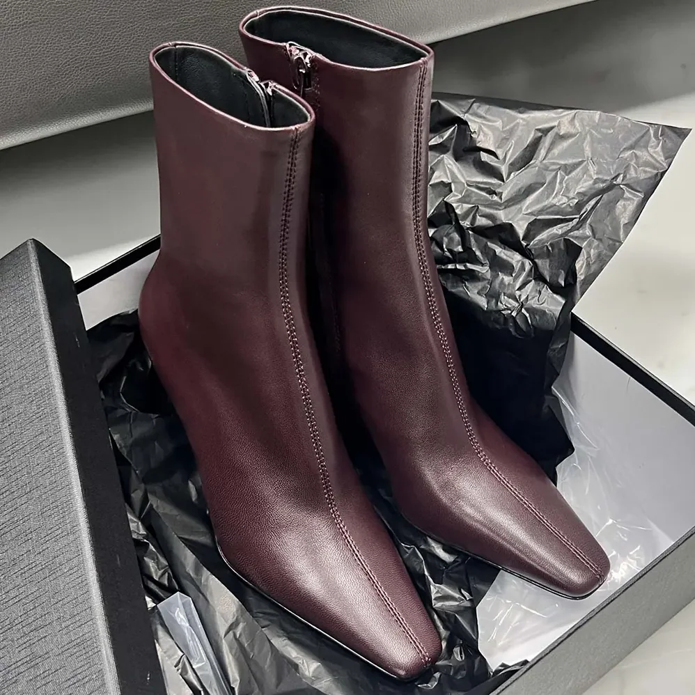 Saint Laurent YSL Jill Booties In Smooth Leather Bordeaux for Women Saint Laurent YSL Jill Booties In Smooth Leather Bordeaux for Women