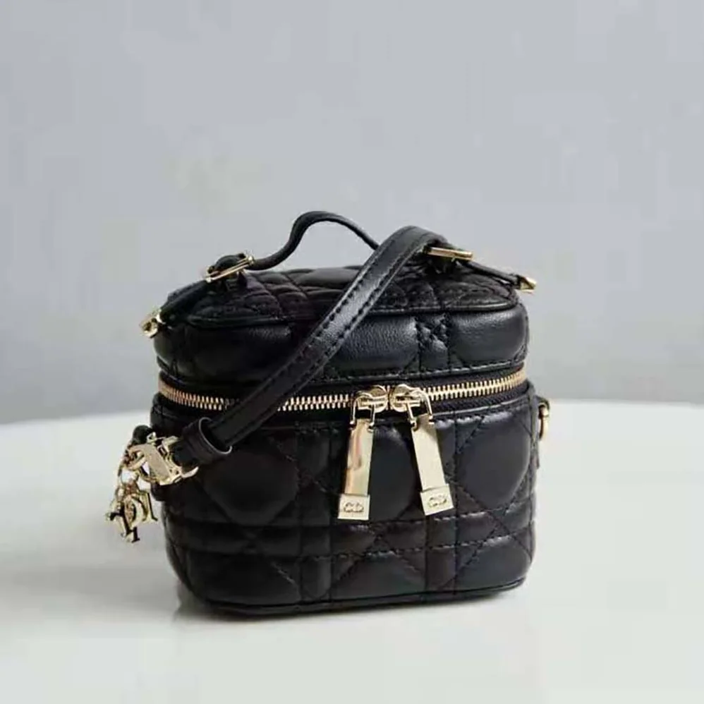 Dior Micro Lady Dior Vanity Case Cannage Lambskin for Women in Black Dior Micro Lady Dior Vanity Case Cannage Lambskin for Women in Black