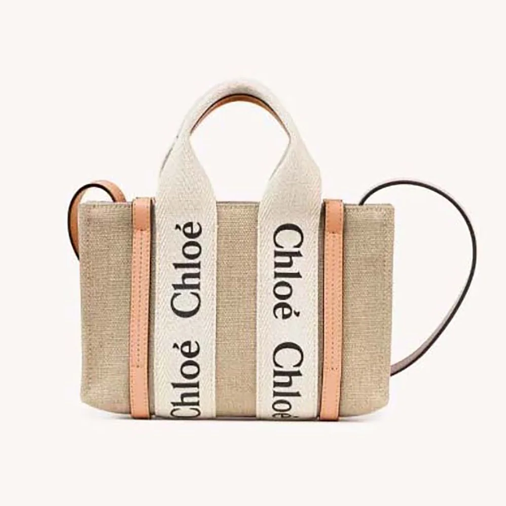 Chloe Mini Woody Tote Bag for Women in Pink