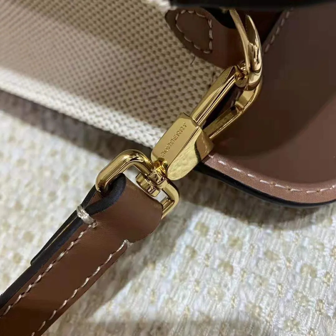 Burberry Mini Two-Tone Canvas and Leather Pocket for Women in Beige