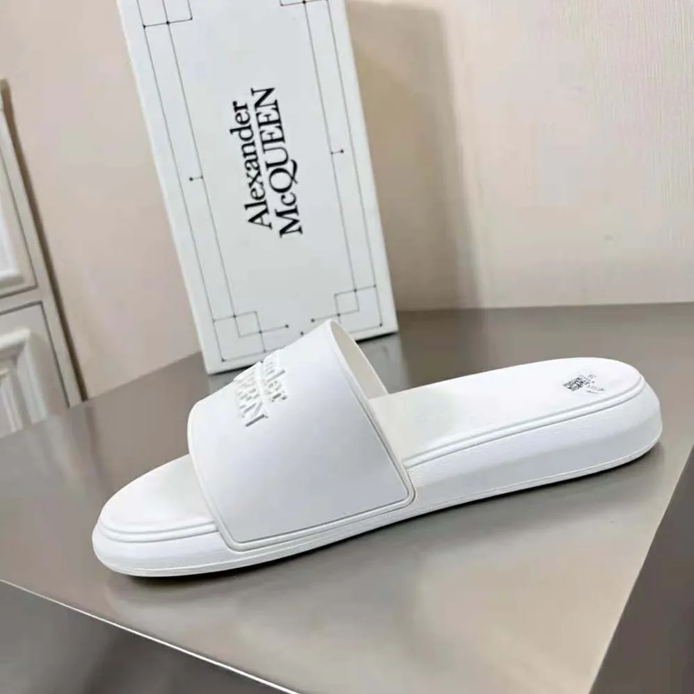 Alexander Mcqueen Pool Slide in White Mix for Unisex Alexander Mcqueen Pool Slide in White Mix for Unisex