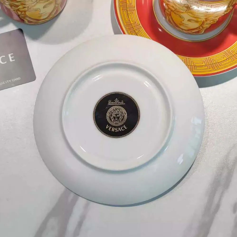 Versace Medusa Amplified Coffee Set Includes a Coffee Cup with Handle and a Matching Saucer for Unisex