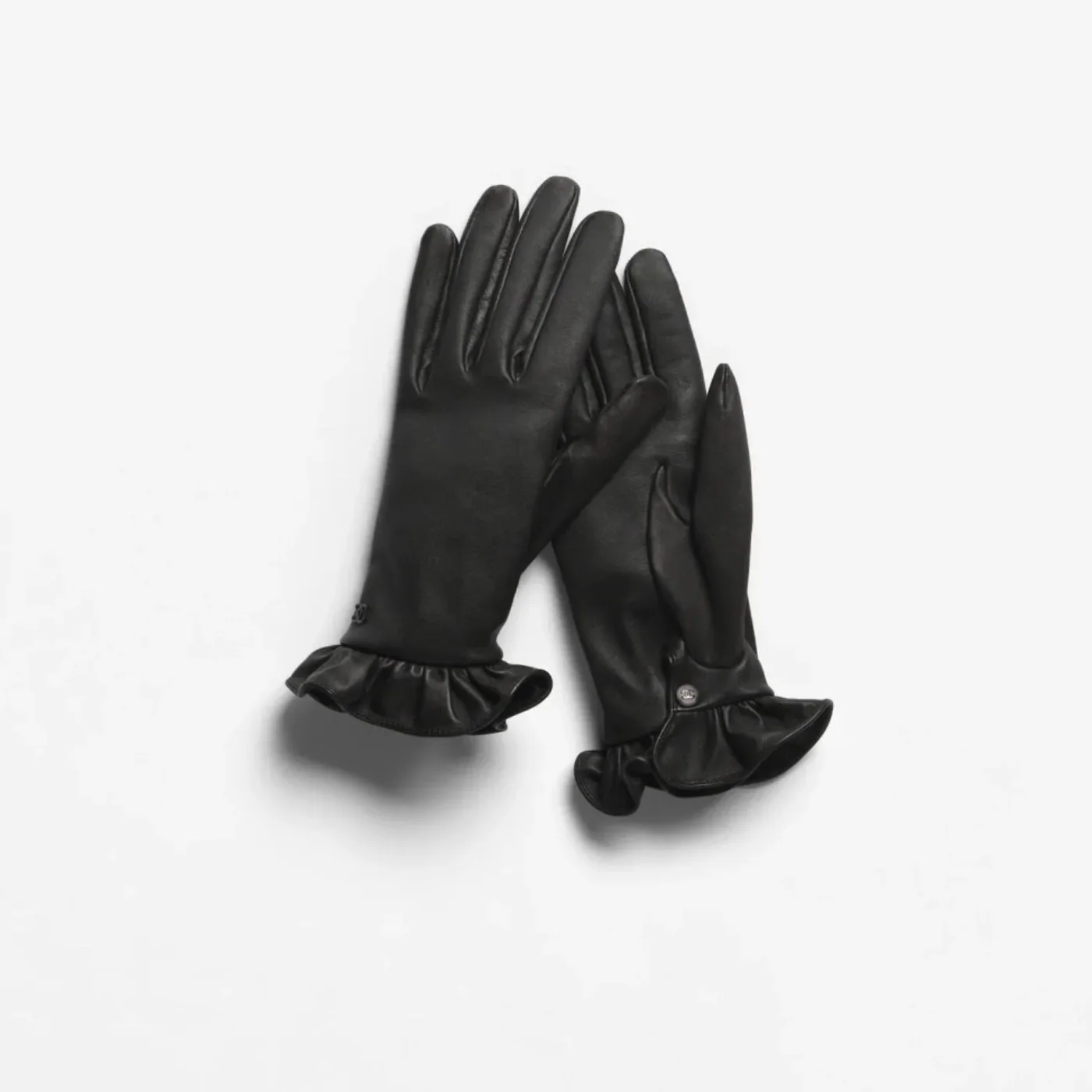 Chanel Gloves Ruffled Cuffs Black AAB417