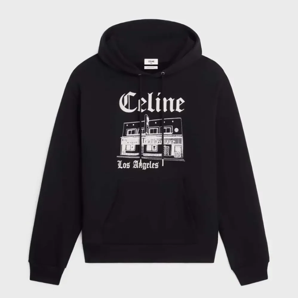 Celine Troubadour Loose Hoodie in Cotton Fleece for Women in Black Celine Troubadour Loose Hoodie in Cotton Fleece for Women in Black