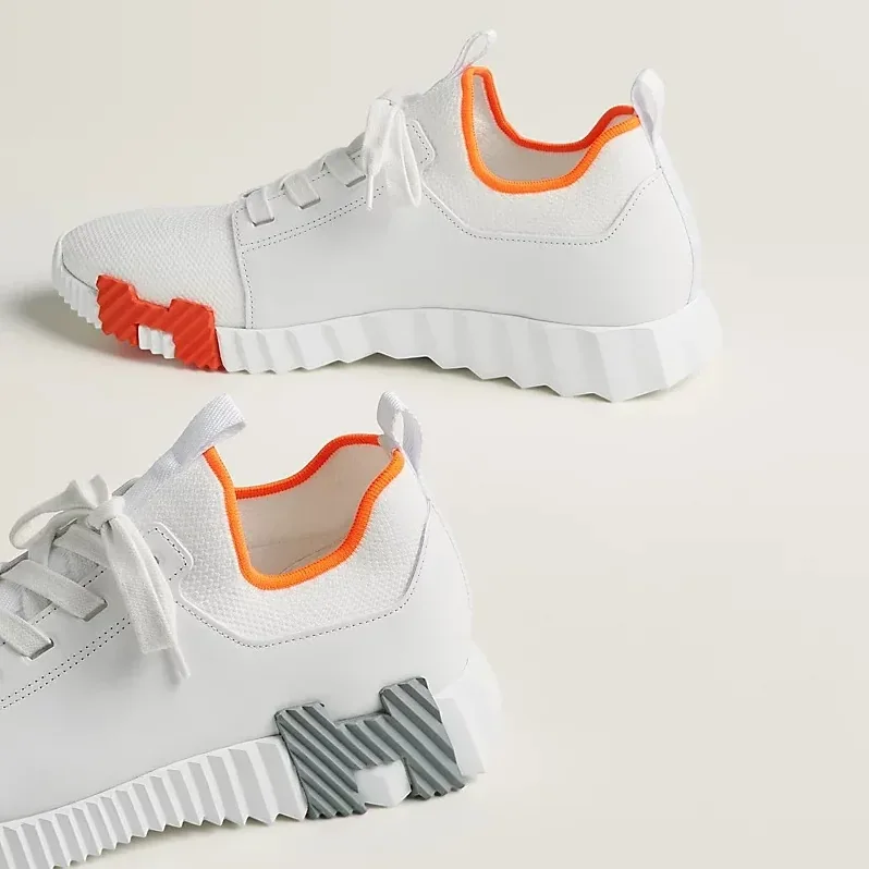 Hermes Depart Slip in On Sneakers White/ Orange