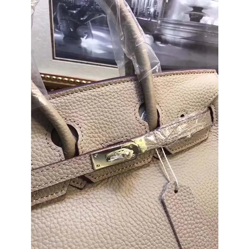 Hermes Birkin 25 Bag in Togo Leather with Gold Hardware in Grey